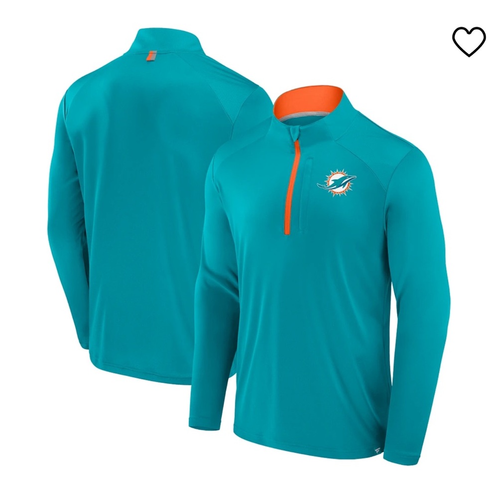 Miami Dolphins Antigua 1/4 Zip Men’s Pullover Small Sports Jacket Teal Orange L‎